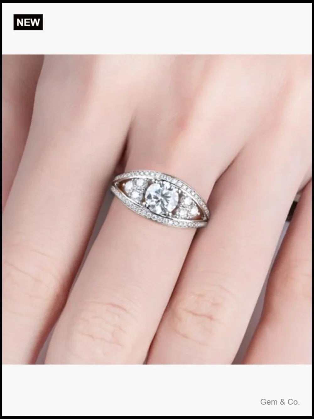 1.59CTTW Moissanite Halo Ring 925 Silver D VVS1 Round Cut Engagement Promise